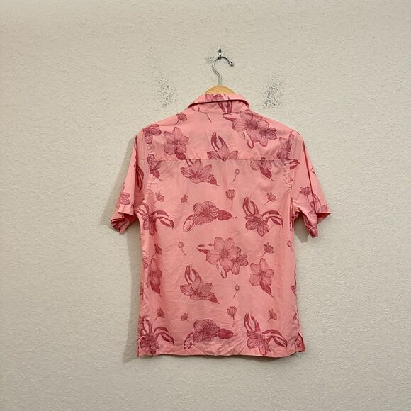 TRAVIS MATHEW Yacht Rockin Floral Camp Shirt Peach Pink Button Up LS - Picture 2 of 11